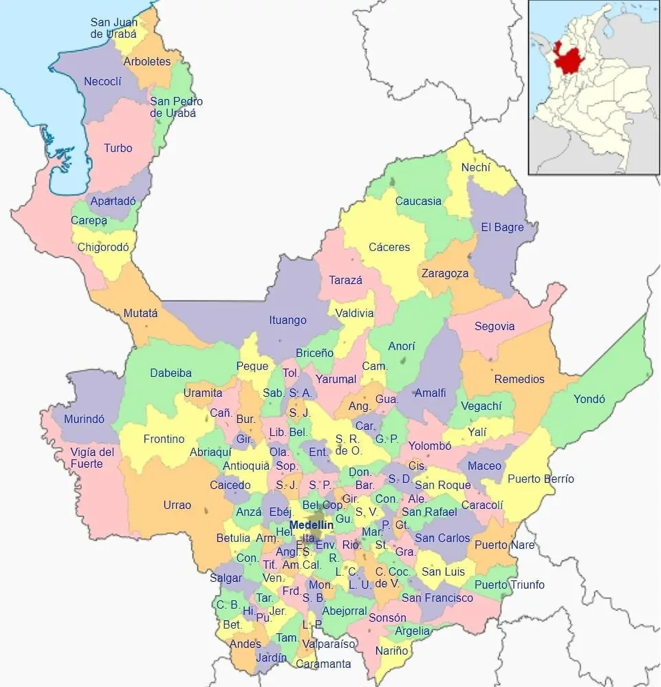 map department antioquia colombia