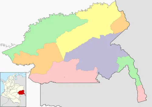 map of guainia department colombia